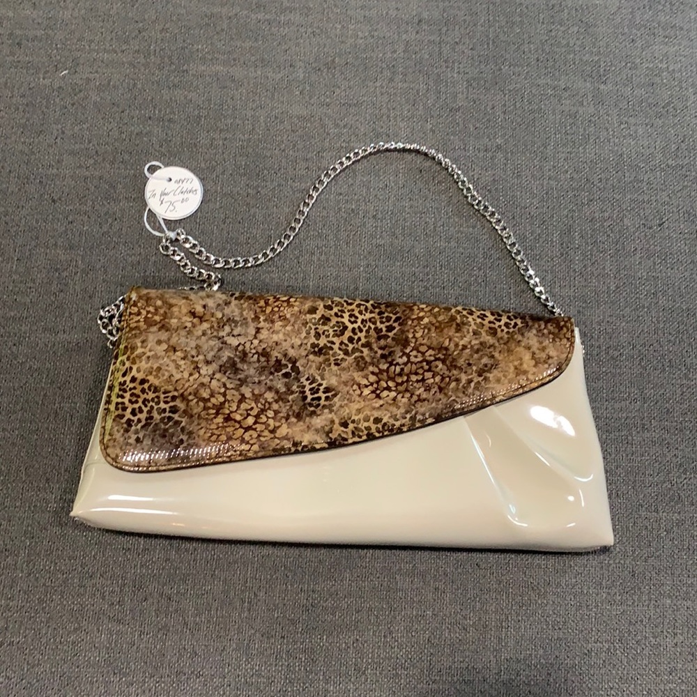 Beijo Clutch Bag, Tan & Animal Print, Brand New!